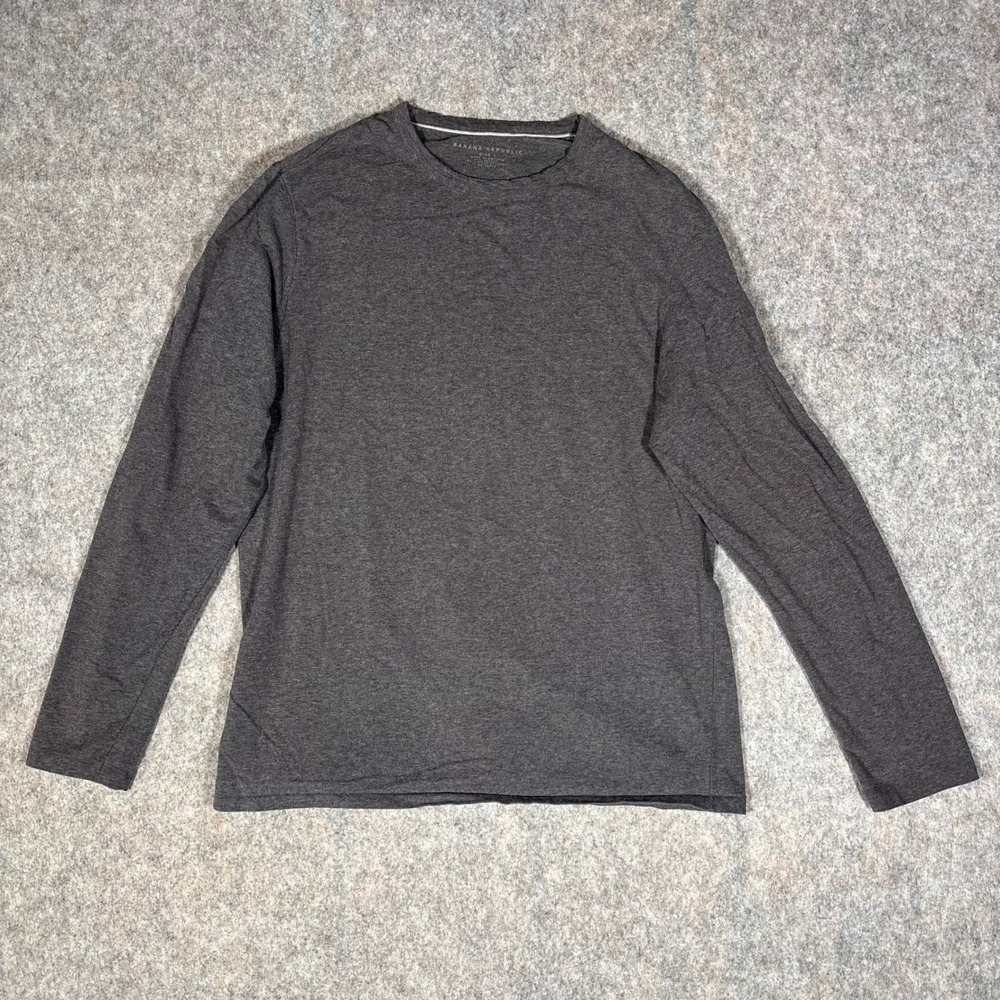 Banana Republic Long Sleeve Tee Mens Size L Gray Cotton Lycra Crewneck Soft